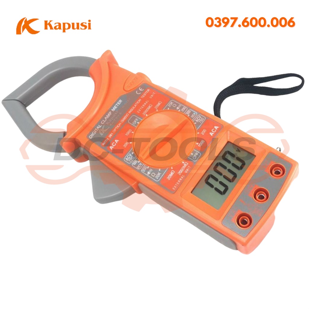 ĐỒNG HỒ KẸP Đo Dòng Điện AMPE dạng Kìm DÒNG KAPUSI K-9187 CHÍNH HÃNG DC TOOLS