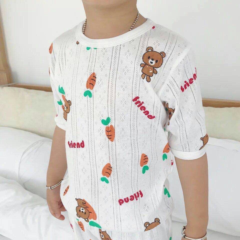 Bộ cotton giấy dài tay cài vai hè thu cao cấp cho bé trai/gái