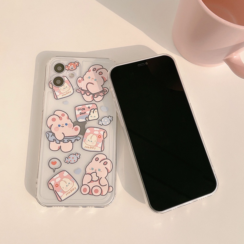 Iphone case Cartoon bear and rabbit tpu Phone Case For iPhone 11 Pro Max X Xr Xs Max 7 8 Plus Se 2020 12 pro max 12 mini | WebRaoVat - webraovat.net.vn