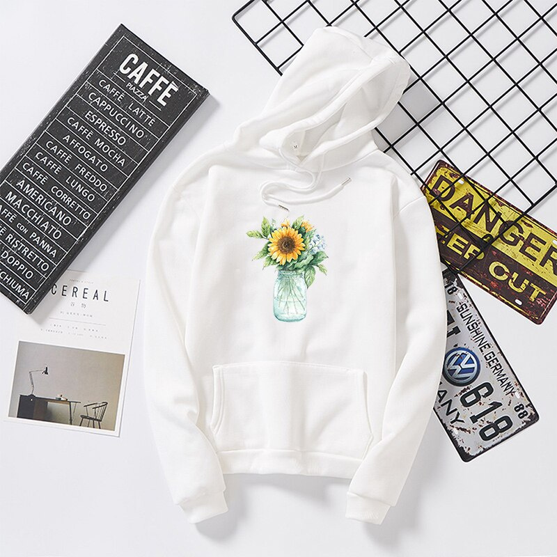 Áo Hoodie In Hình Hoa Hướng Dương Phong Cách Harajuku Hàn Quốc 2019 Cho Nữ