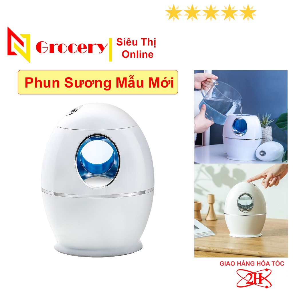 CHUYÊN SỶMáy Phun Sương Tạo Ẩm, Dung Tích Lớn 800ml, Có Đèn Led, Chống Đổ, Tạo Ẩm, Bảo Vệ Da Loại Cao Cấp Bản Đủ