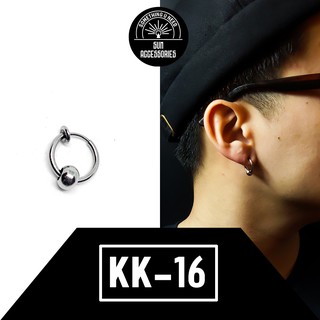 Khuyên tai TITAN kẹp không cần bấm bản mỏng bi bạc - Mẫu KK-16 - SUN ACCESSORIES