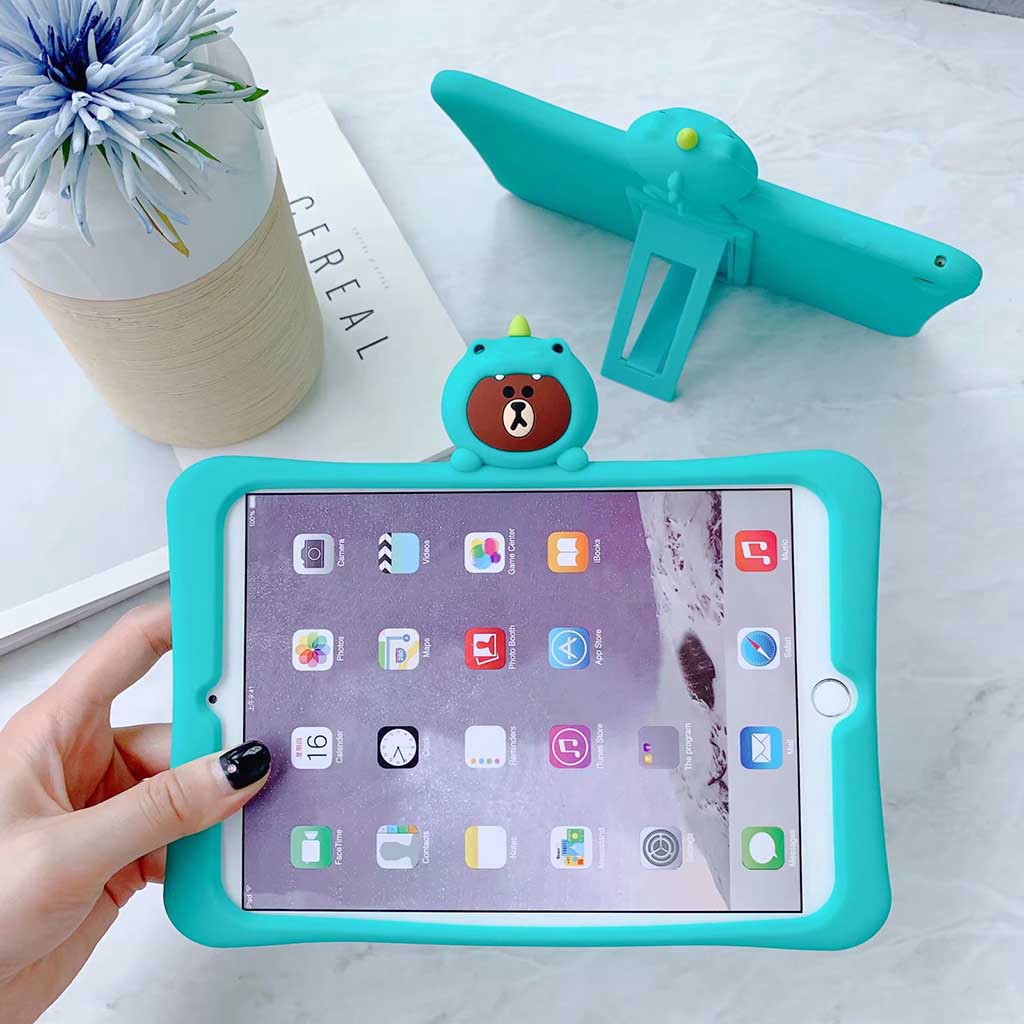 Ốp máy tính bảng silicon có giá đỡ cho Ipad air 1 2 3 mini1 2 3 4 5 mini2019 ipad5 6 Pro9.7 10.5 Gen7 10.2