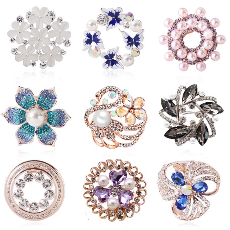 Phụ Kiện Cài Khăn Choàng Đính Đá Ngọc Trai Giả Thời Trang Hàn Quốc