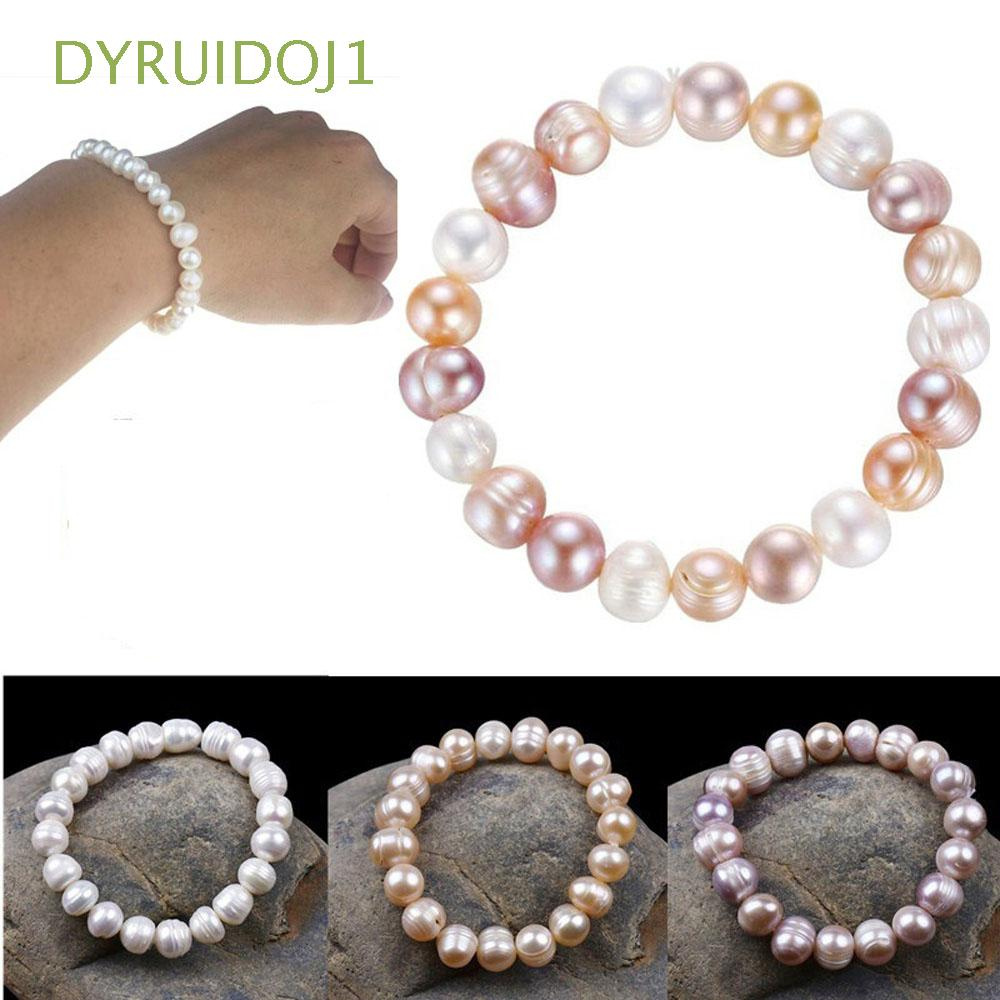Vòng Tay Đính Ngọc Trai Tự Nhiên Nhiều Màu Sắc 8mm Thời Trang Thanh Lịch Dành Cho Nữ