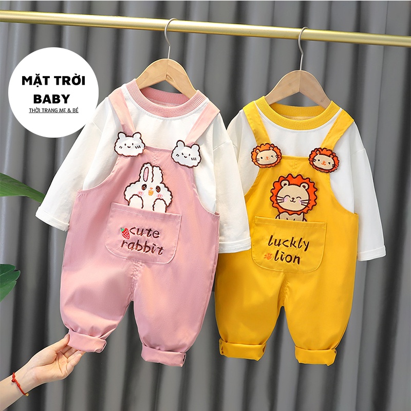 body dài tay kiểu yếm họa tiết động vật dễ thương cho bé