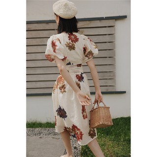 Đầm tay dài ren hoa 6 cánh 1552