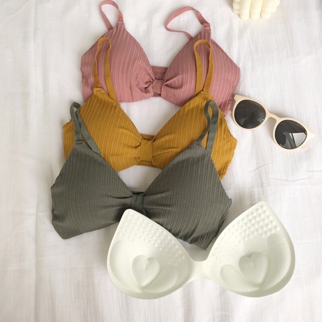 Áo bra thắt nơ chất cotton không gọng đệm mỏng nâng ngực YUKI STORE 308