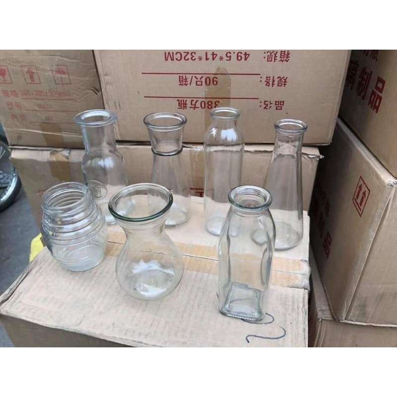 Chai thuỷ  tinh hình  tam giác/loe/tròn/vuông/xoắn ong 350ml