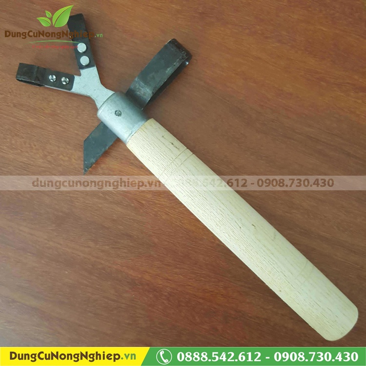 Dao khoanh cắt vỏ cây 4 đầu cán gỗ dùng cạo vỏ bị bệnh khoanh thân cây quả làm bông
