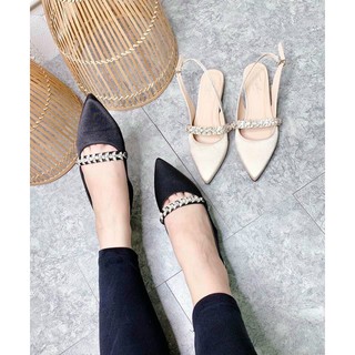 Giày búp bê quai sau đính đá