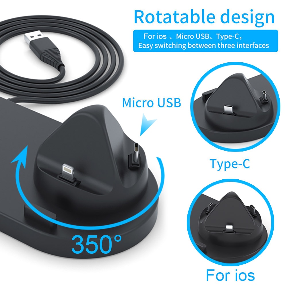 Đế Sạc Nhanh Không Dây 6 Trong 1 Cho IPhone / Android / Type-C Phones 10W Qi Cho Apple IWatch AirPods Pro
