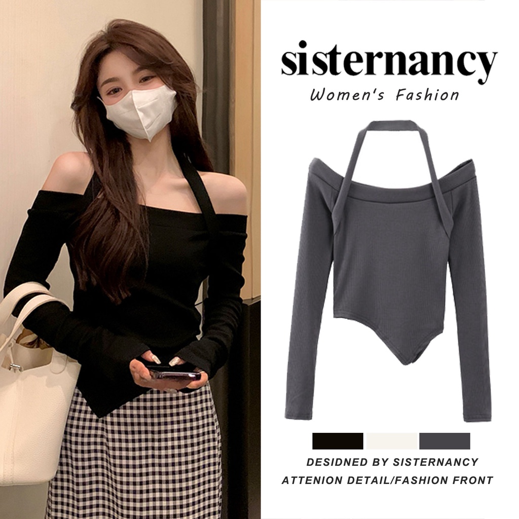 Áo thun COZOKC tay dài trễ vai thiết kế độc đáo thời trang