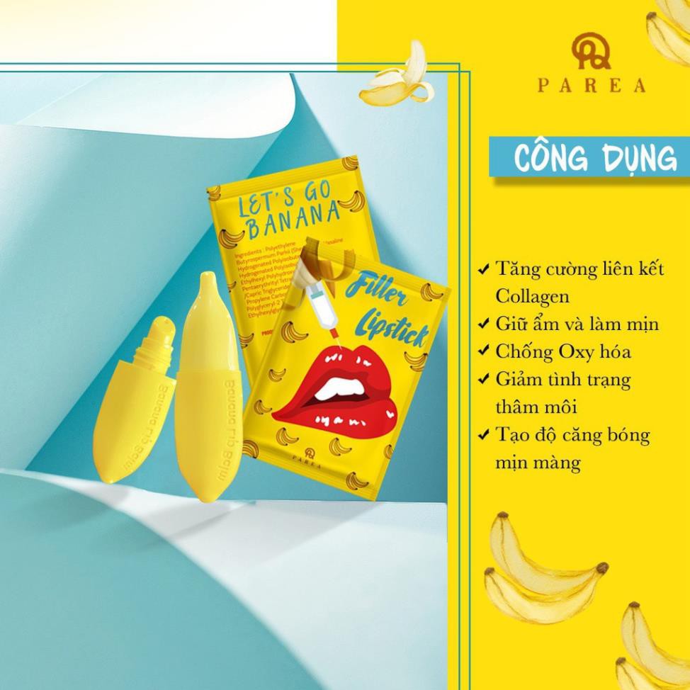 [Sẵn SLL] Môi Căng Mọng Hồng Hào với Son Filler Collagen Chuối Khử Thâm Parea cùng son màu Chu Lipstick | BigBuy360 - bigbuy360.vn