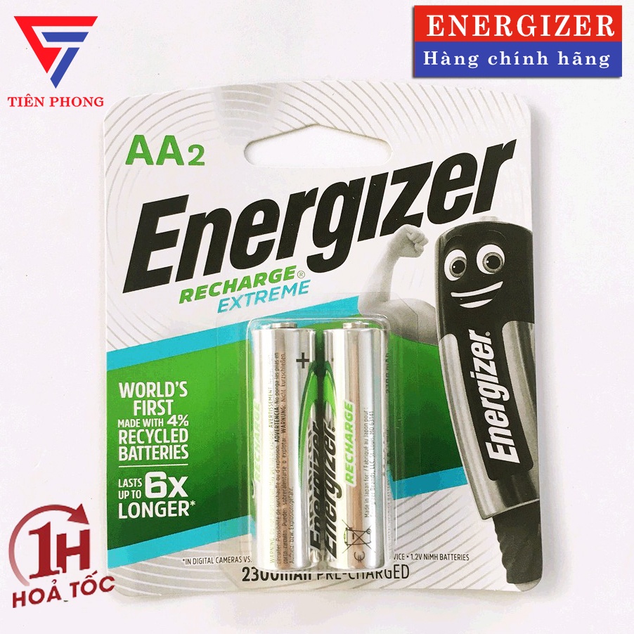 Pin sạc AA  2300mah Energizer 1.2V - Vỉ 2 viên dung lượng pin cao - xuất xứ Nhật