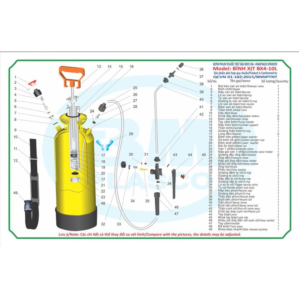 Bình Xịt Bình Minh 10 lít, bình tưới, bình phun tưới cây