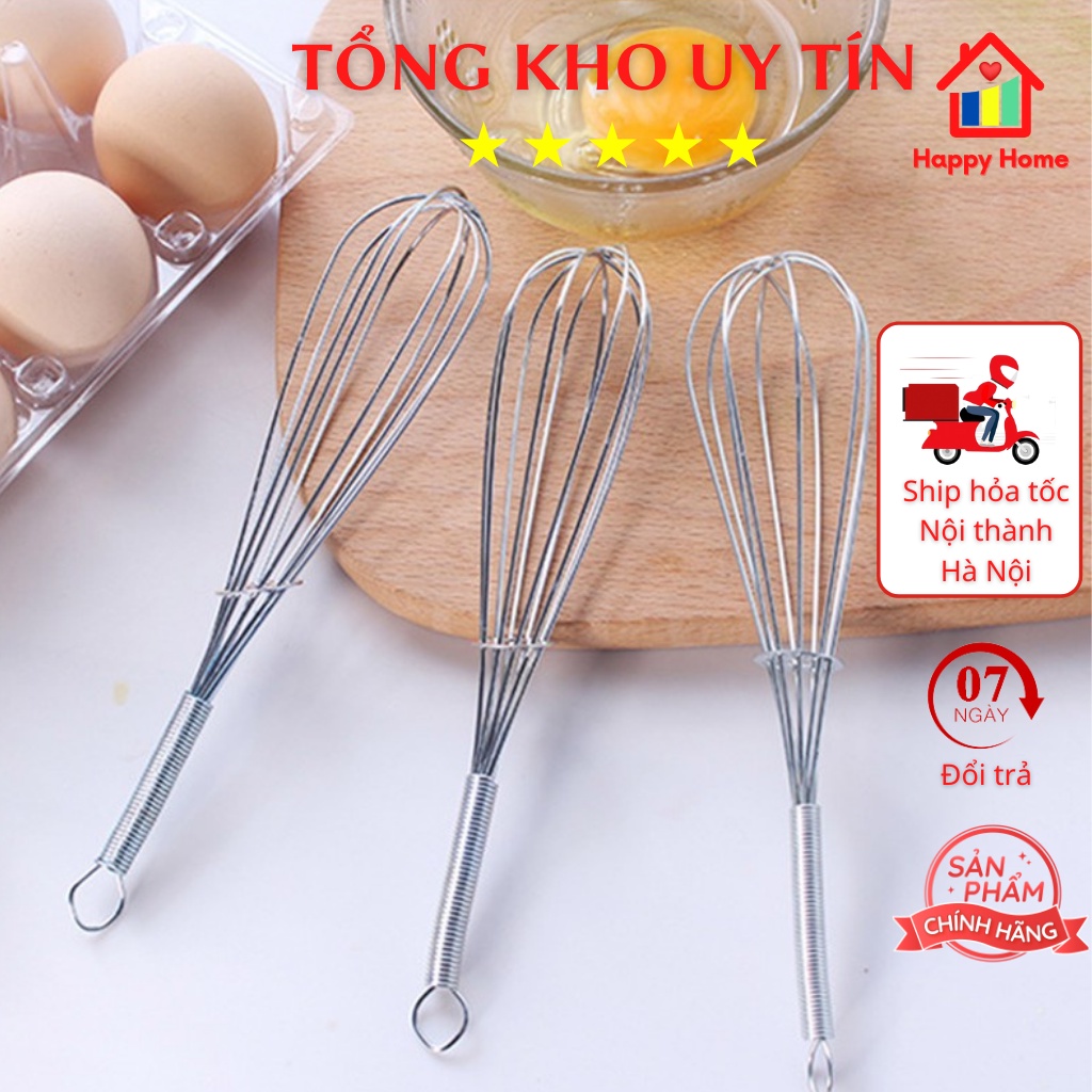 Dụng cụ đánh trứng, quấy bột bằng inox Happy Home