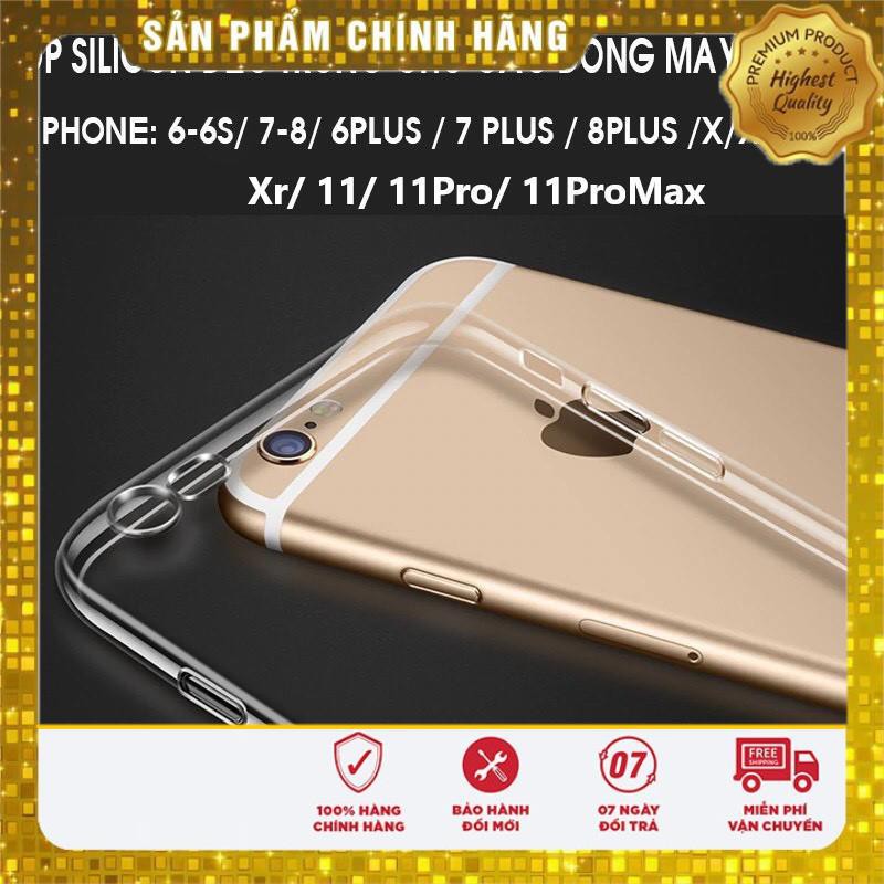 Ốp silicone dẻo trong suốt Tota đủ dòng iPhone 6,6s,7,8,6Plus,,7Plus,8Plus,X,Xr,Xs,Xs Max,11,11Pro,11Pro Max,12 promax