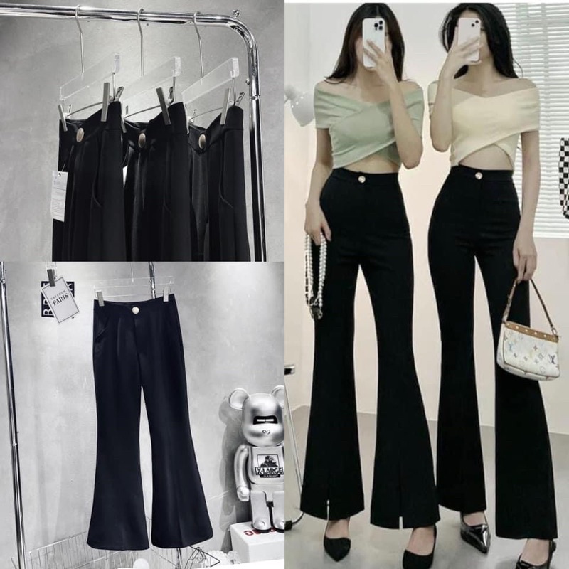 Quần vải ống loe xẻ gấu tôn dáng hàng đẹp