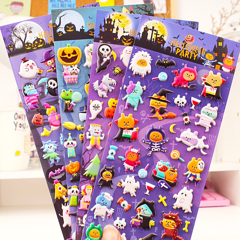 Sticker Dán Trang Trí Halloween Hình Quả Bí Ngô Hoạt Hình Đáng Yêu Cho Bé