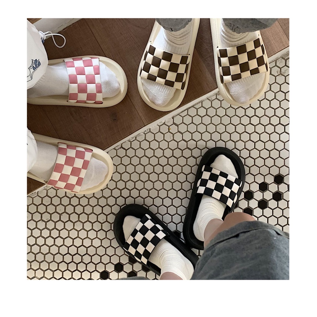 Dép quai ngang nam nữ kẻ ô cờ trendy - US721