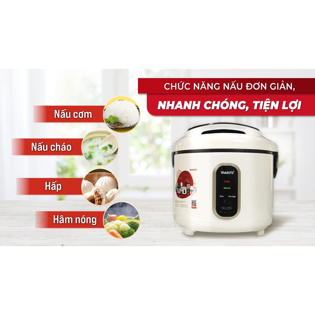 Nồi Cơm Điện Lòng Niêu Masuto 1.2l-1.8l Nấu Ngon Vị Truyền Thống