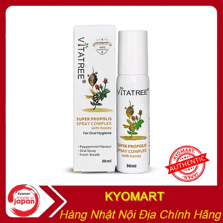 Xịt keo ong Vitatree 25ml của Úc -  Vitatree Super Propolis Spray complex with Honey, giảm đau rát họng