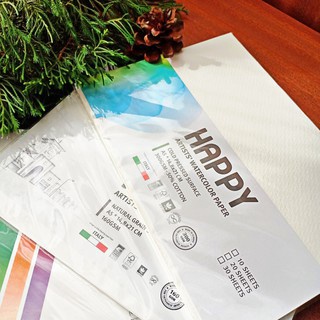 Giấy vẽ màu nước HAPPY/ Happy Artists' Water Color Paper A3/ Happy Artists' Water Color Paper A5/ Combo 20 tờ giấy vẽ
