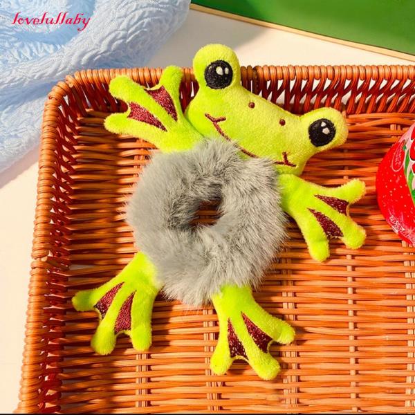 Dây Cột Tóc Hình Tai Thỏ Phủ Lông Dễ Thương Thời Trang Thu Đông Cho Bé Gái