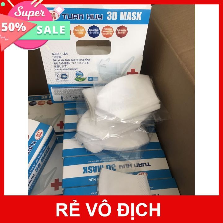 KHẨU TRANG Y TẾ 3D MAKS😻hộp 50 cái của TUẤN HUY😻Ngăn ngừa khói bụi  và phòng chống dịch bệnh.chuyên gia bảo vệ sức khỏe | BigBuy360 - bigbuy360.vn