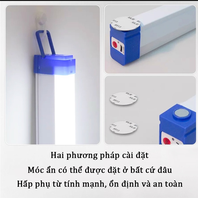 Đèn tích điện, đèn led điện cao cấp  công suất 20W,40W,60W,3 chế độ sáng,kèm dây sạc usb,2 đầu có nam châm