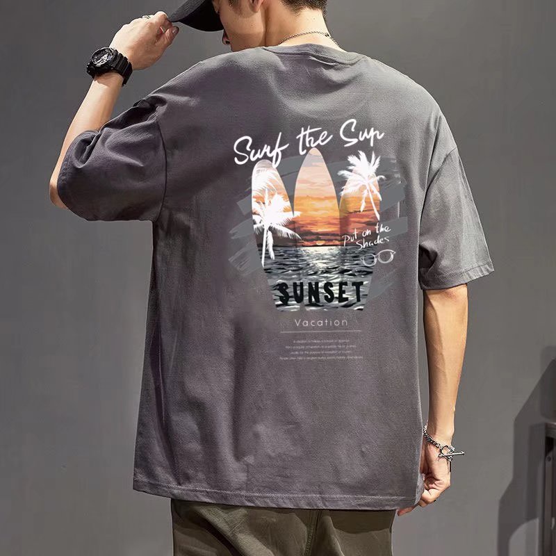 Áo Thun Tay Ngắn Cổ Tròn In Chữ Size M-5XL Phong Cách Hàn Quốc Thời Trang Cho Nam