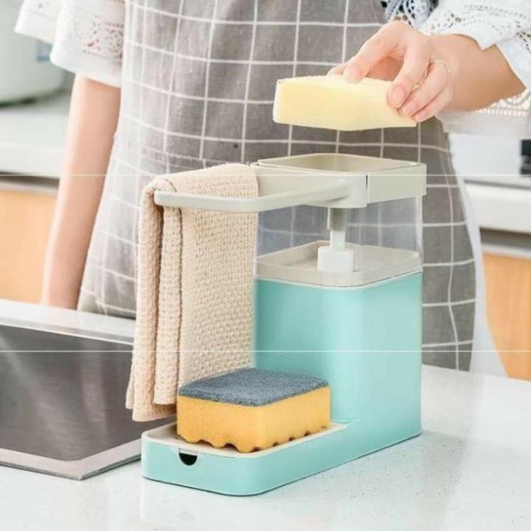Bộ nhấn lấy nước rửa chén tự động siêu đẹp tặng kèm 1 miếng bọt biển rửa chén