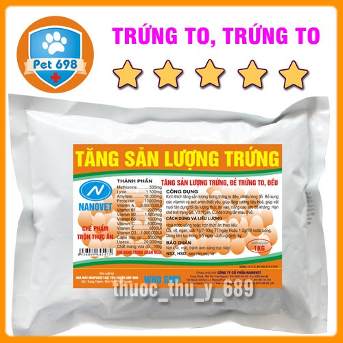 1kg Tăng sản lượng trứng, trứng to, đẻ sai, cung cấp dịnh dưỡng thiết yếu cho vật nuôi PET-698