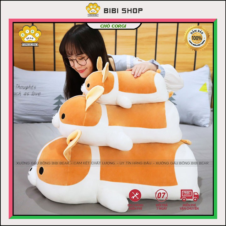 Gấu bông chó corgi nằm mông to dễ thương