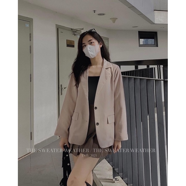 Aoa khoác Blazer phong cách Hàn Quốc_Áo blazer Nữ có túi 2 lớp from xiêu xinh,dễ mặc,chất dày dặn(ảnh thật)