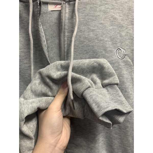 Áo hoodie zip hình chữ C trước ngực form rộng