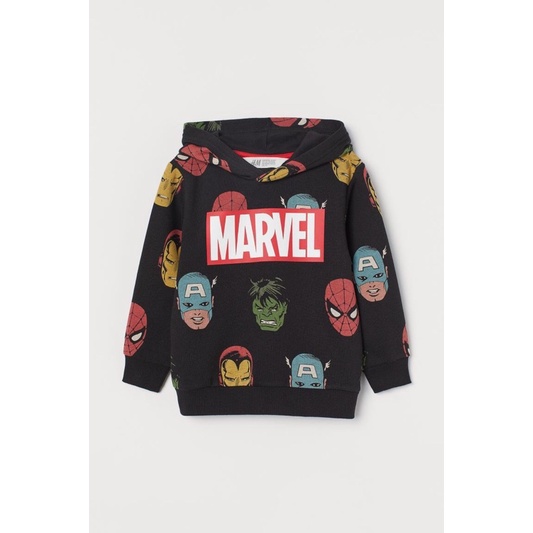 Set 2 áo nỉ da cá hoodie có mũ hình siêu nhân, người nhện HM cho bé trai xuất dư