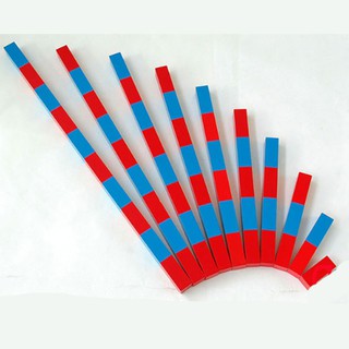 Bộ gậy số kèm thẻ bản gia đình - Number Rods- Giáo cụ Montessori