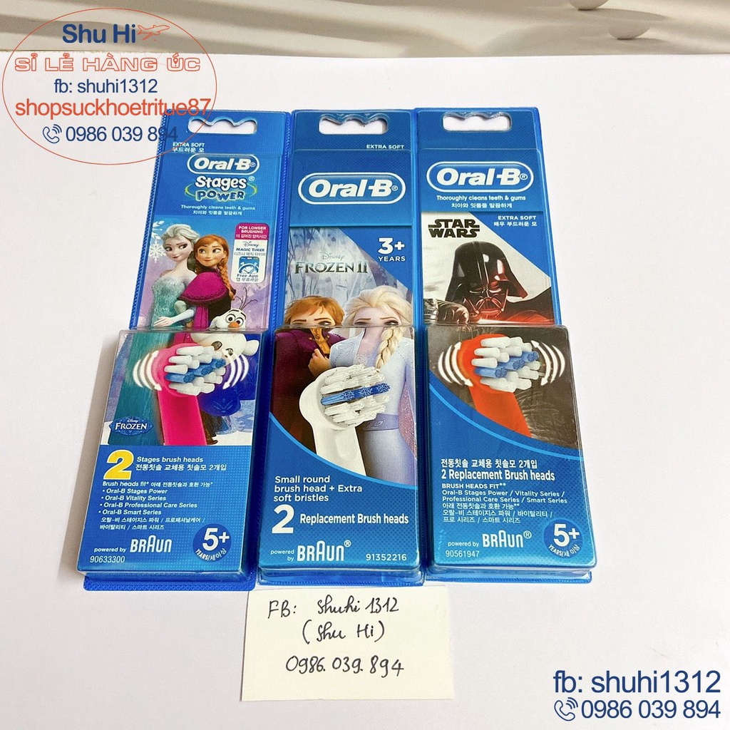 Bàn chải đánh răng điện vitality oral b braun úc người lớn, trẻ em oralb trai - gái, đầu bàn chải thay thế các loại