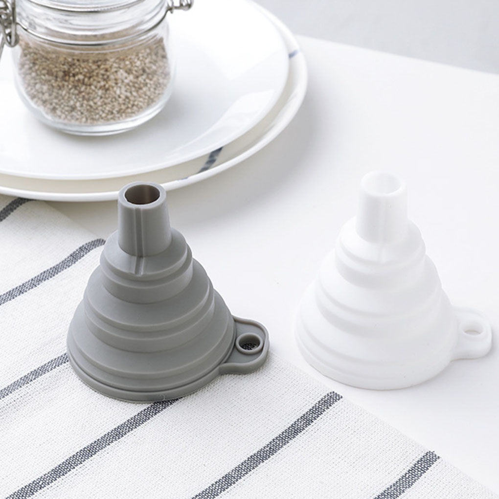 [double]Food Grade Silicone Foldable Funnel Collapsible Liquid Transfer Hopper Kitchen Tool 8x7 5cm