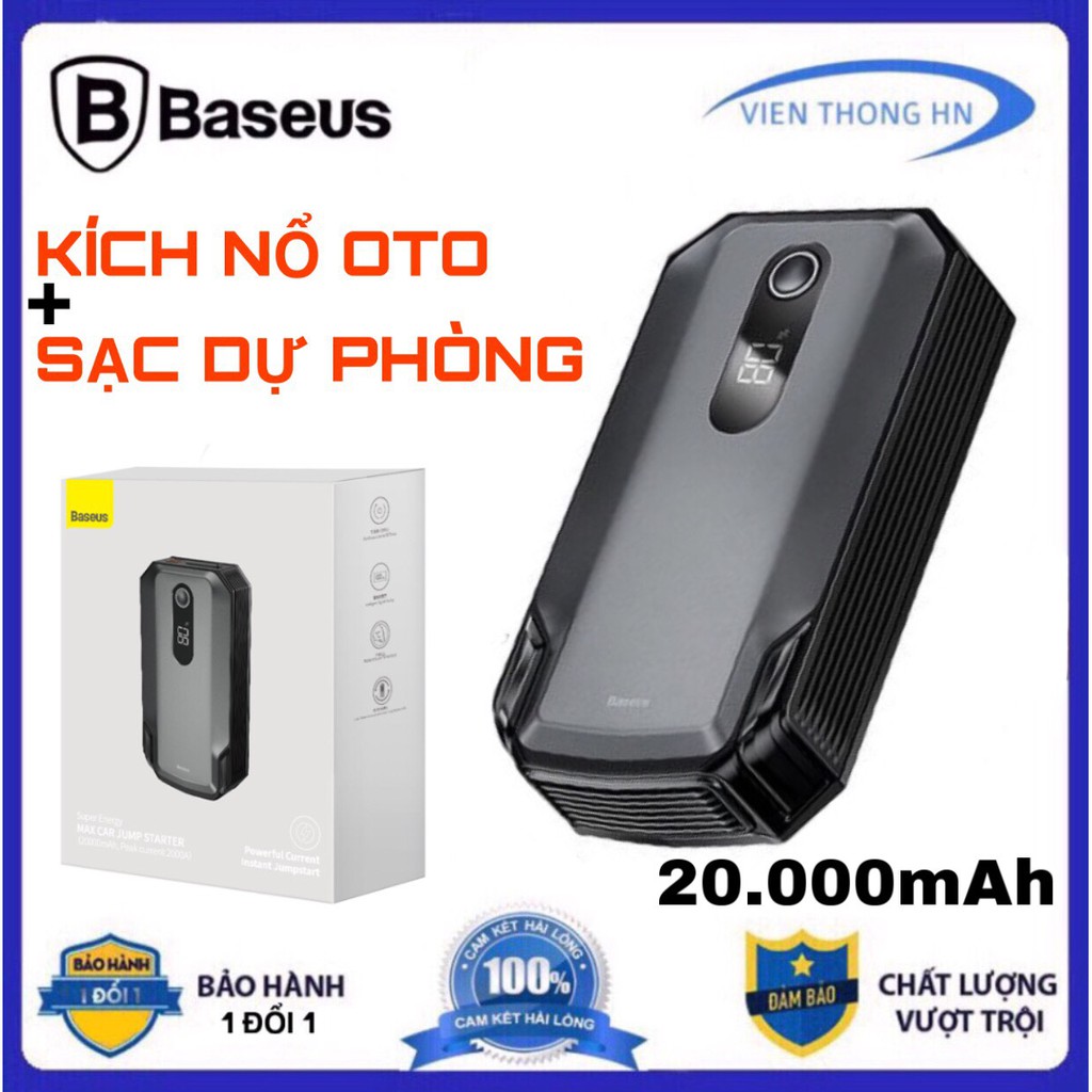 Bộ kích nổ oto kiêm sạc dự phòng dung lượng 20000mAh Baseus Super Energy Max Car Jump Starter- acquy cứu hộ ô tô xe hơi