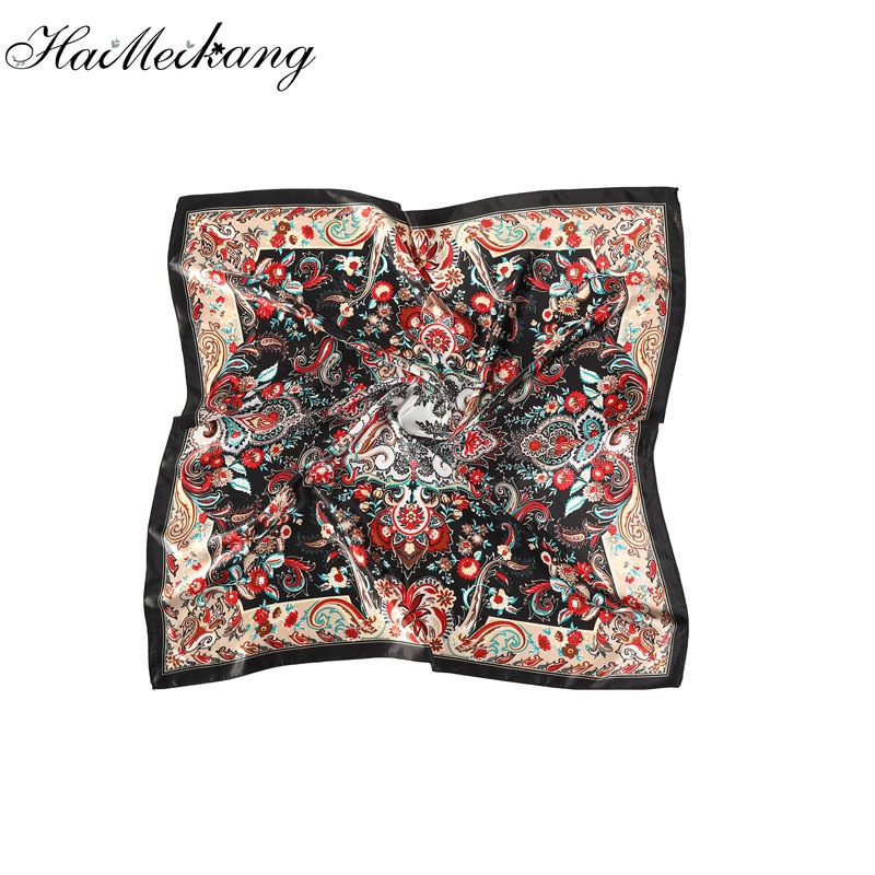 Khăn lụa turban Haimeikang in họa tiết vintage phụ kiện cho tóc