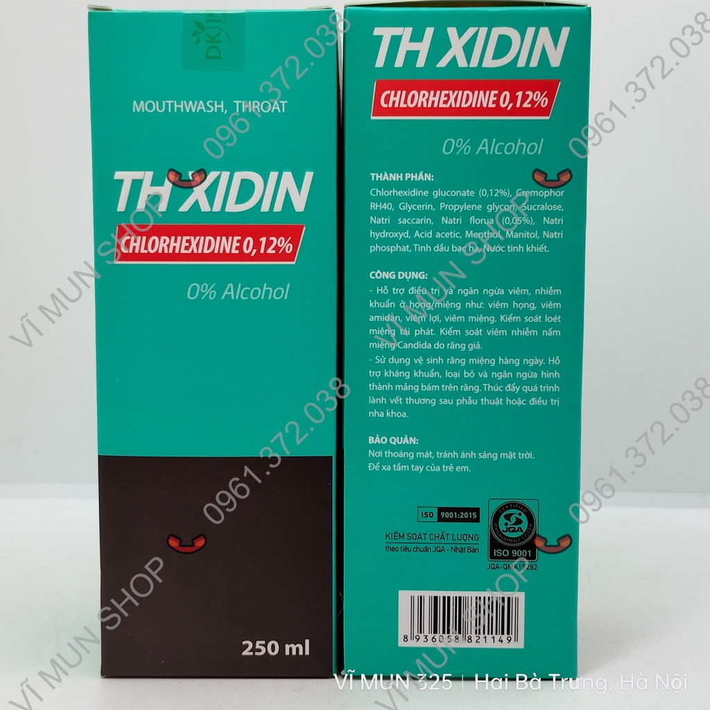 Nước súc miệng họng TH XIDIN Chlorhexidin chai 250ml