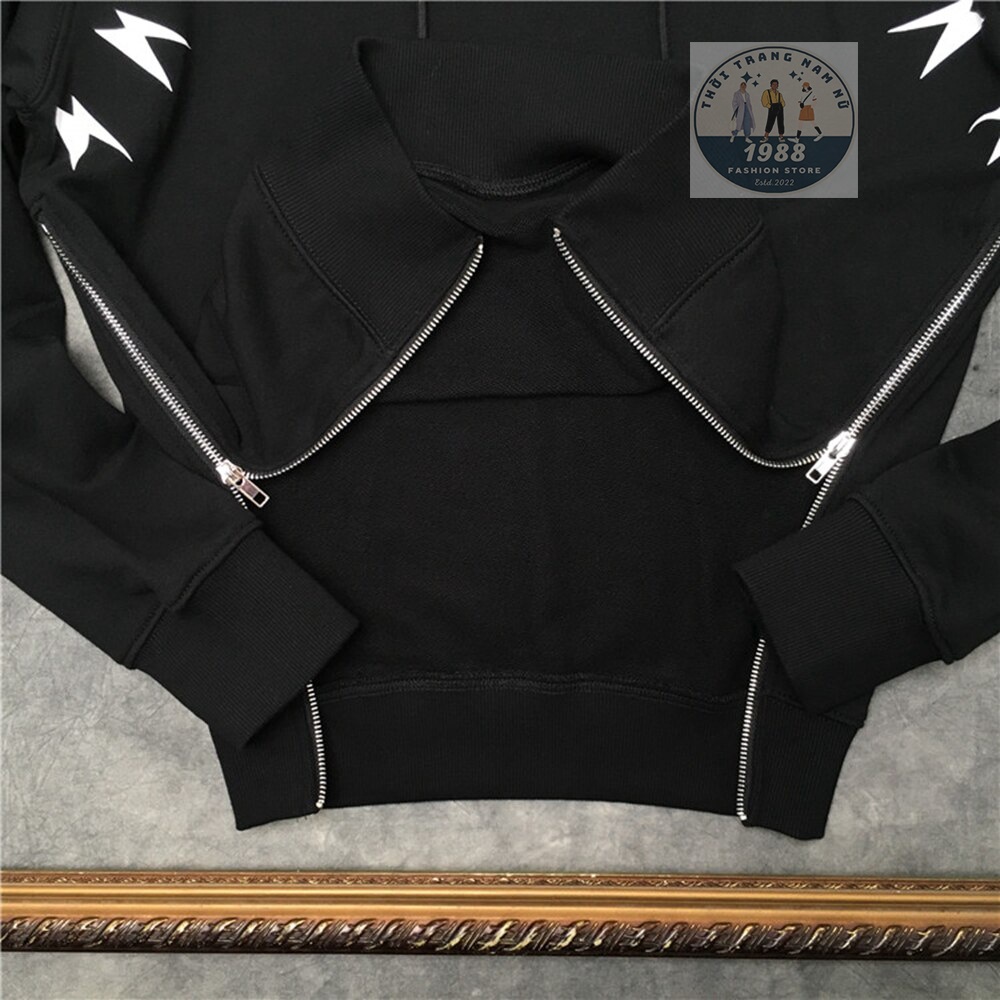 Áo Hoodie Nón Chui Trùm Đầu Form Rộng ❤ Áo Nỉ Thu Đông Unisex Nam Nữ Chất Liệu Nỉ In Họa Tiết Lightning Bolt Tia Chớp