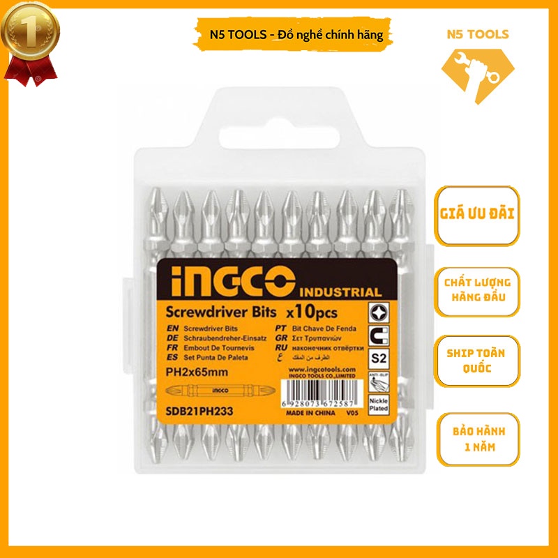 Bộ 10 mũi bắt vít hai đầu SDB21PH233 siêu bền, mũi bắt vít 2 đầu 4 cạnh bake nam châm từ siêu cứng, chống gỉ, chống toe