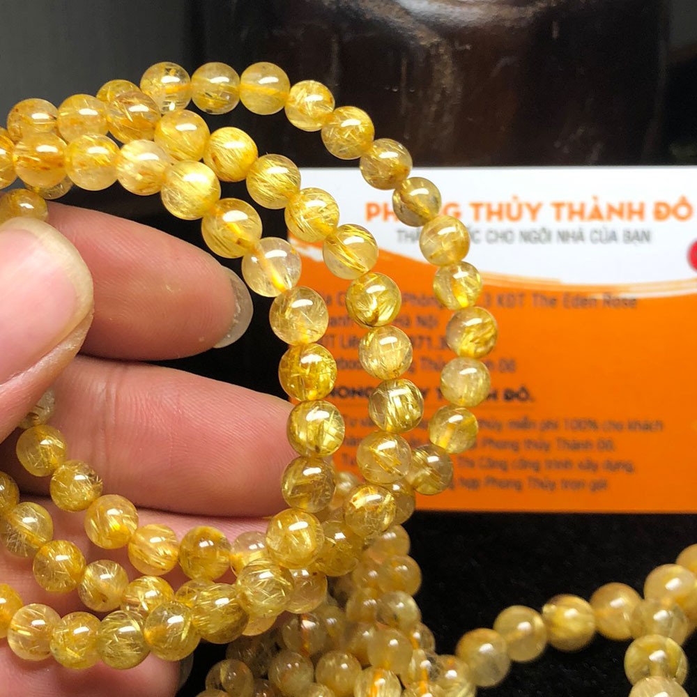 [VIP 5A - T.A Tóc Vàng] - Chuỗi Vòng T.A Tóc Vàng VIP chất đá trong, dày tóc, Size 6 - 7.5mm - Phong Thủy Thành Đô | BigBuy360 - bigbuy360.vn