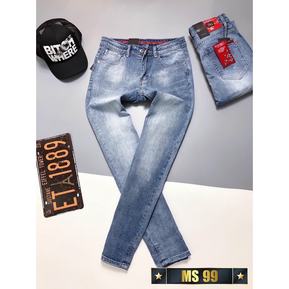 Quần jean nam co giãn 4 chiều, quần bò trơn dáng ôm chất vải cao cấp CAROLLSTORE MS99