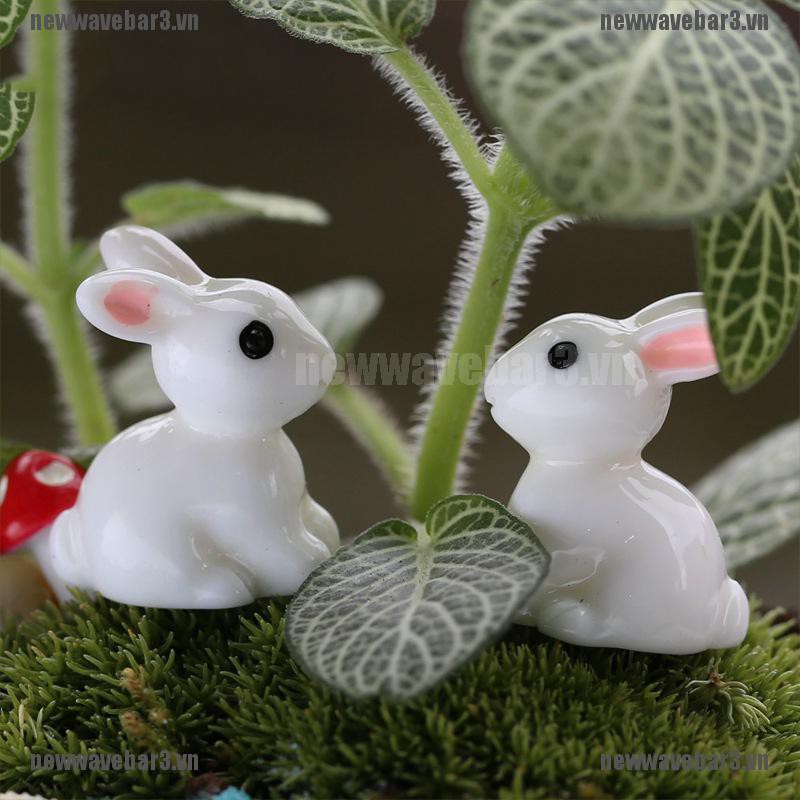 Set 2 Mô Hình Chú Thỏ Mini Trang Trí Sân Vườn