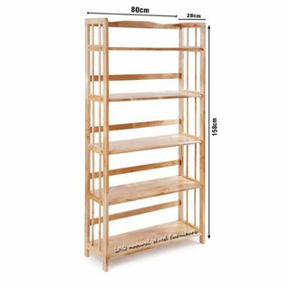 [Loại 1,8cm] Kệ Gỗ Giá Sách Đa Năng 80cm 5 Tầng Bằng Gỗ Cao Su Tự Nhiên( Hàng Xuất Khẩu)